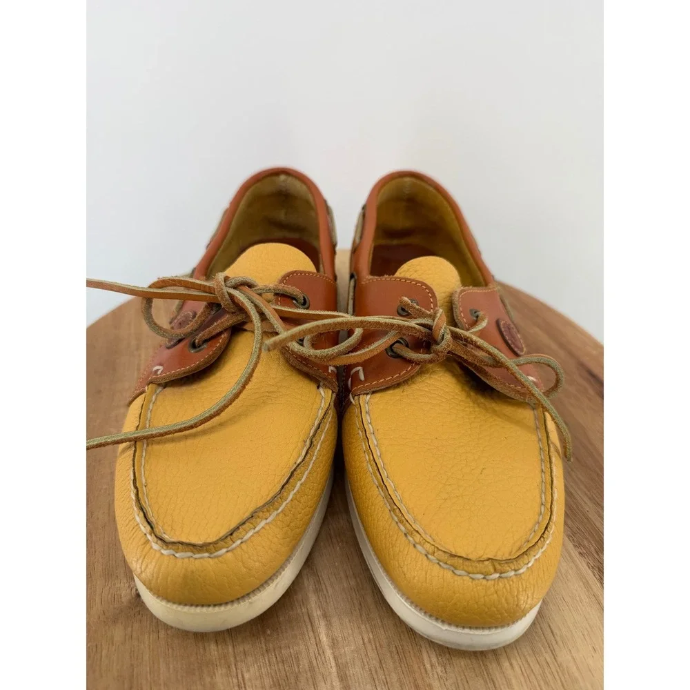 Dooney & Bourke Mens All Weather Leather Boat Shoes Yellow Tan 7 M 97767 USA
